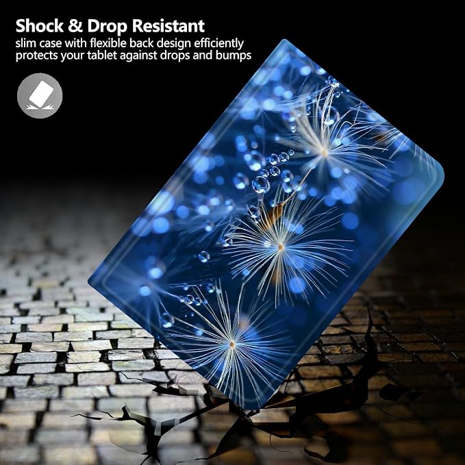 Case for Fire 7 Tablet &amp Fire 7 Kids (12th Gen 2022 Release) - Slim PU Leather Protective Smart Cover with Auto Sleep/Wake &amp Multi-Angle StandBlue Dandelion