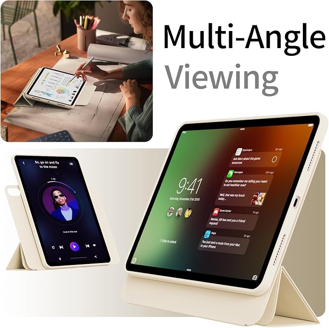 Case for iPad (A16) 11th/10th Generation (2025/2022 11/10.9 Inch) | Clear Hard PC Back Shell Smart Magnetic Detachable Cover with Clasp Portrait/Landscape Stand Auto Sleep/Wake Black