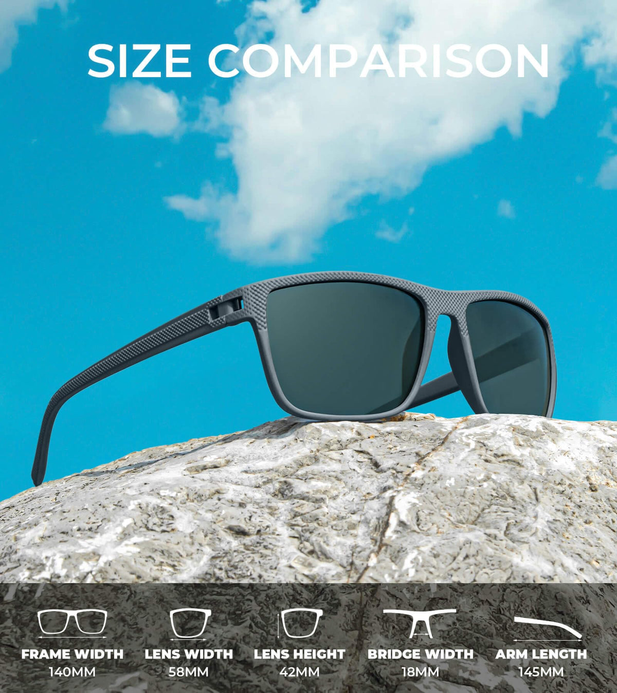 KALIYADI Polarized Sunglasses Men, Lightweight Mens Sunglasses Polarized UV Protection Driving Fishing Golf (Frame Grey|Lens Black/Dark Blue/Red)