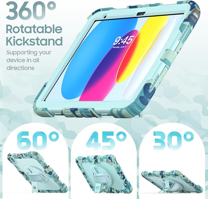 Dteck for Apple iPad 11 inch (A16 11th Gen) iPad 10.9 inch (10th Gen) Slim Clear Case with Kickstand Pencil Holder Reinforced Shockproof Corners Soft TPU Lightweight Protective Cover Transparent