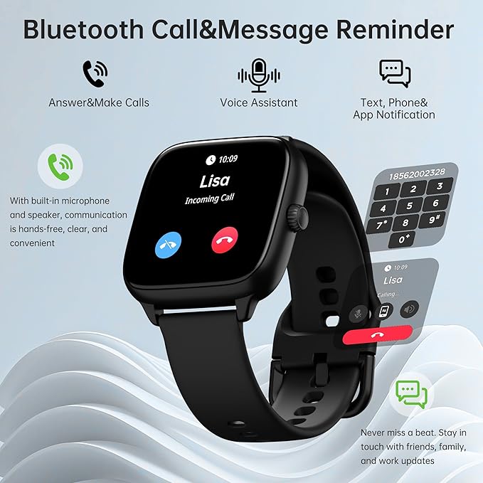 Sunorshop Fitness Tracker Answer/Make Calls, Smart Watch with Blood Pressure, Blood Oxygen, 24/7 Heart Rate Monitor, 120+ Sport Mode Activity Tracker, Waterproof Sleep Tracker for Women Men