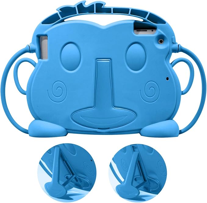 Kids Case for iPad 2/3/4 Child Proof Silicone Protective Car Case Cute Monkey Handle Stand Cover for Apple iPad 2nd 3rd 4th Generation (Blue)