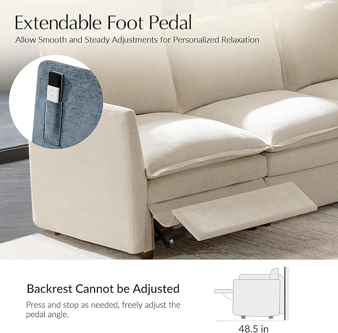 HULALA HOME 128'' Power Recliner Sofa with Dual-Layered Cushions, Oversized Modular Sectional Sofa U Shaped Couch with Storage Ottoman, 6 Seater Cloud Couch for Living Room, Beige