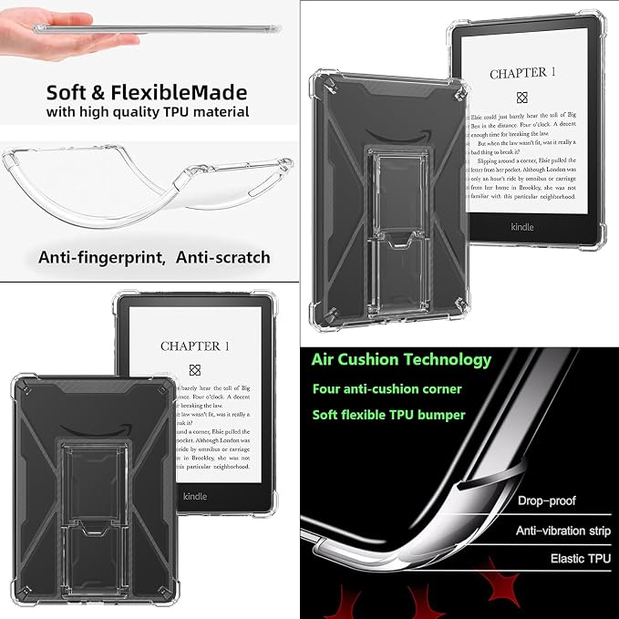 Clear Case for All-New Amazon Kindle Fire Max 11 Tablet (13th Generation 2023 Release) 11 Slim Lightweight Shell Transparent Soft TPU Back Shockproof Crystal Reinforced Corner Cover Clear