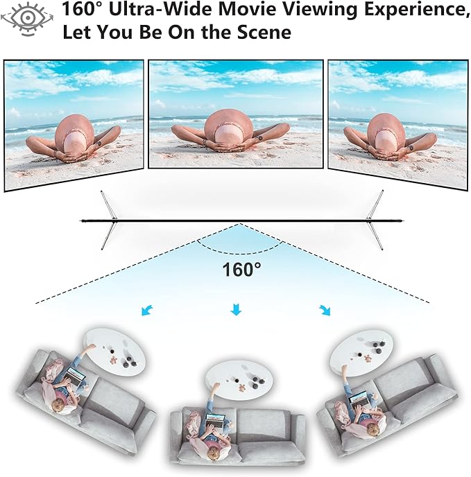 Projector Screen with Stand, Vamvo 100 inch Portable Foldable Projection Screen with Aluminum Alloy Stand Outdoor Movie Screens with Carrying Bag for Home Theater Camping and Recreational Events