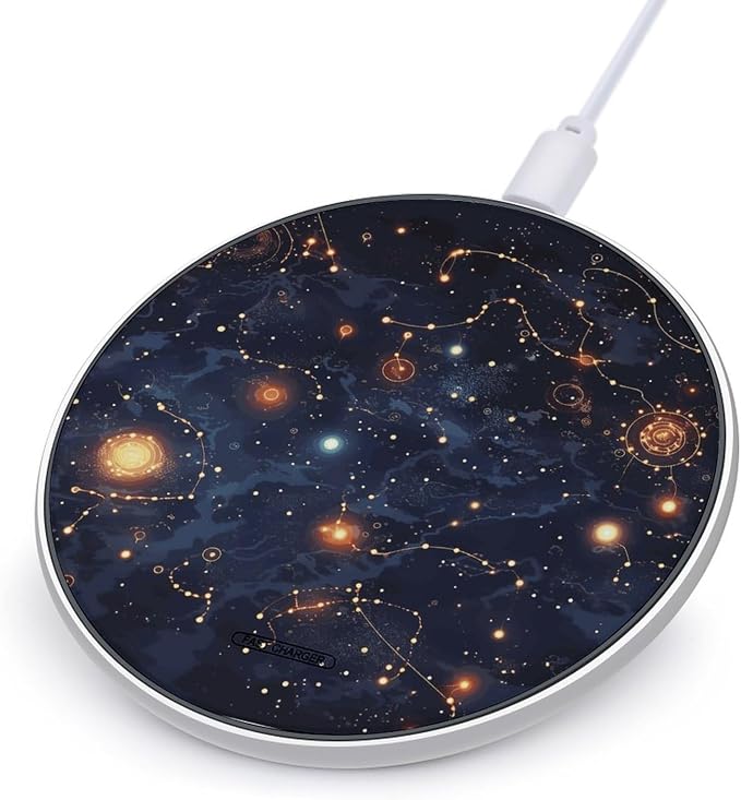 Star Constellation Map Wireless Charger Portable 10W Fast Wireless Charging Pad Compatible with Phone Ultra-Thin Charging Station Lightweight Charger Mat for Travel Home Office Desk