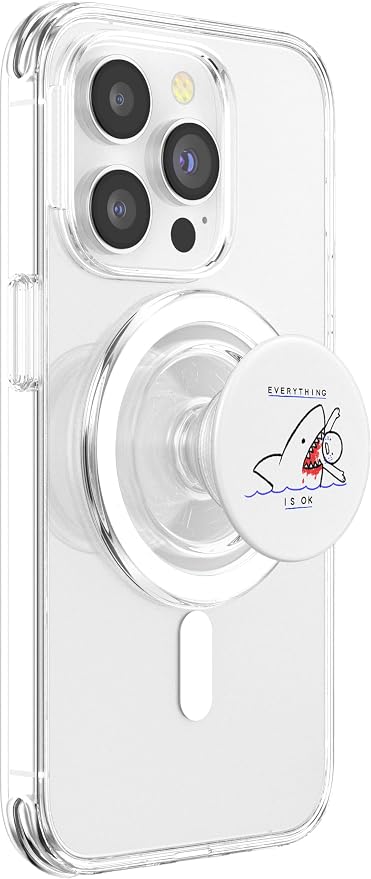 Everything is Ok Funny Sarcasm Shark Kids Drawing PopSockets Adhesive PopGrip