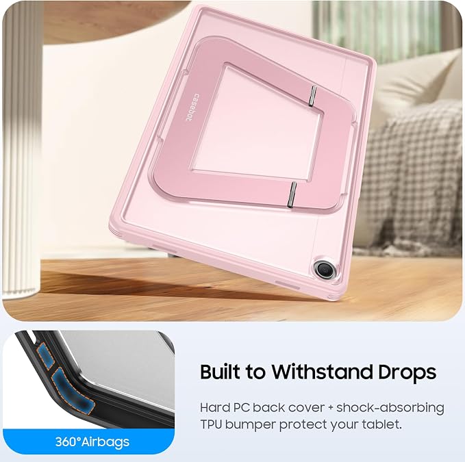 Fintie Multi-Angle Kickstand Case for Samsung Tab A11+/A9+ 11 in Black | Dual-Axis Aluminum Stand PC &amp TPU Protection Slim Frosted Hard Cover with Anti-Scratch Surface Stable Viewing Angles
