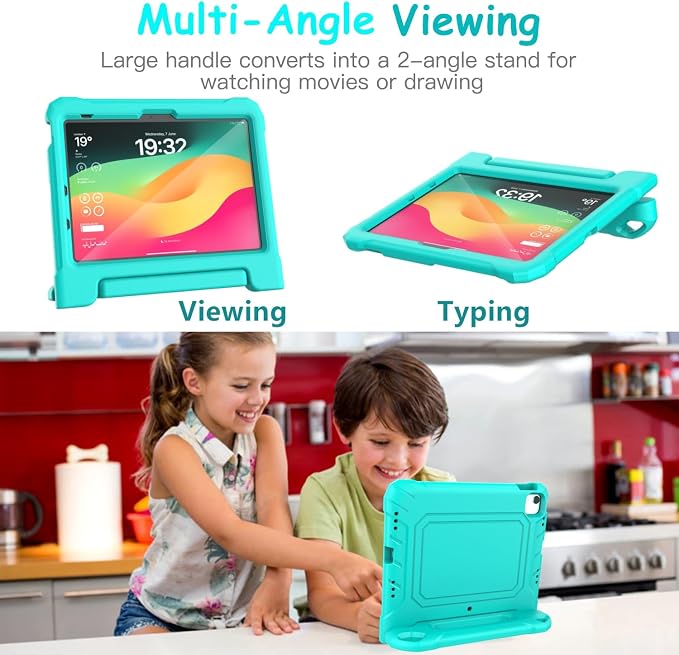 Kids Case for New iPad (A16) 11th Generation 11 inch 2025 iPad 10th Generation 10.9 2022 - Shockproof Handle Bumper Stand Cover with Built-in Screen Protector &amp Pencil Holder Tablet Case (Black)