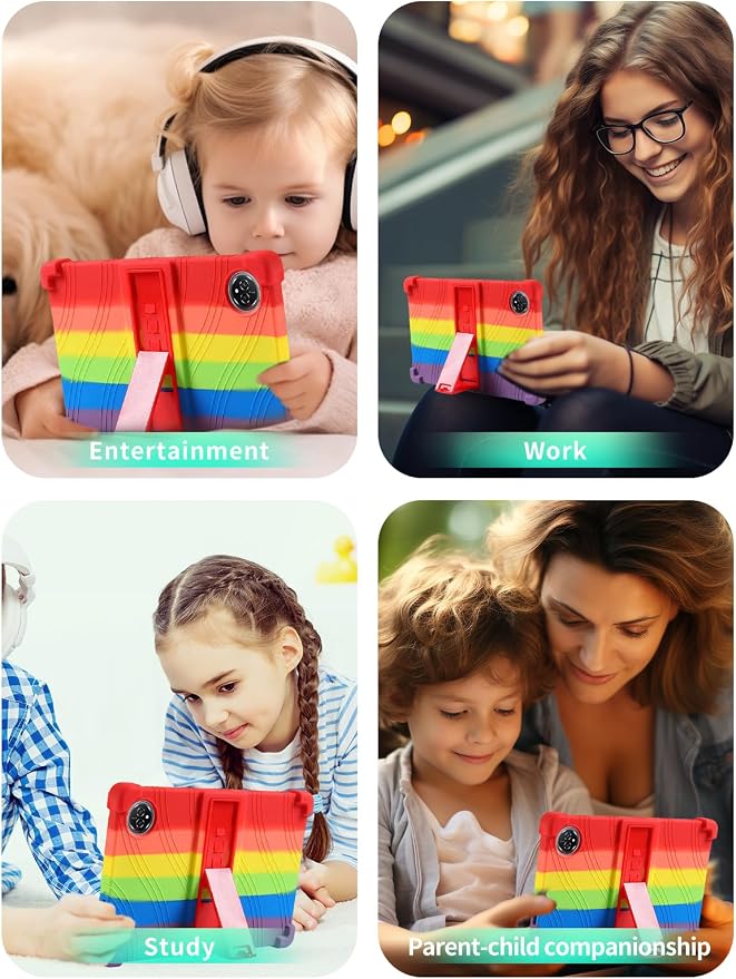 Case for Raemond K80 Tablet 10 Inch Android 15WUNIAK Hollow Back DesignHeat Dissipation Shockproof Lightweight Adjustable Kickstand Silicone Shell&ampKids Friendly Soft CaseBlack