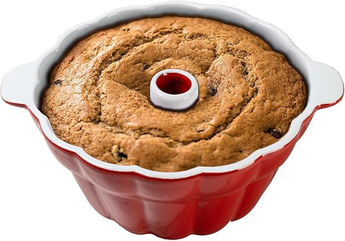 Emeril Lagasse Fluted Cake Pan Stoneware 9.5 in – Pound Cake Baking Pan, Perfect for Baking Delicious Cakes!