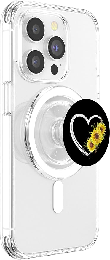 Heart Outline With Sunflowers PopSockets Adhesive PopGrip