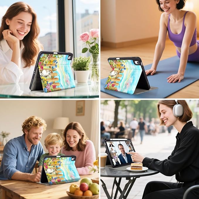 Vimorco Christmas Case for iPad (A16) 11th/10th Gen 11/10.9 inchAntlers | Multi-Angle Viewing Protective Folio Stand Shockproof CoverPencil HolderSupport Touch IDAuto Wake/SleepEssential Gift