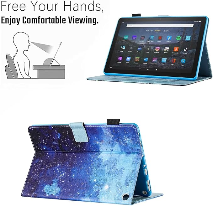 Case for Amazon Fire HD 8 &amp 8 Plus (12th/10th Generation 2024/2022/2020 Release) Pen Holder Premium PU Leather Stand Cover with Smart Auto Wake/Sleep Green Tress