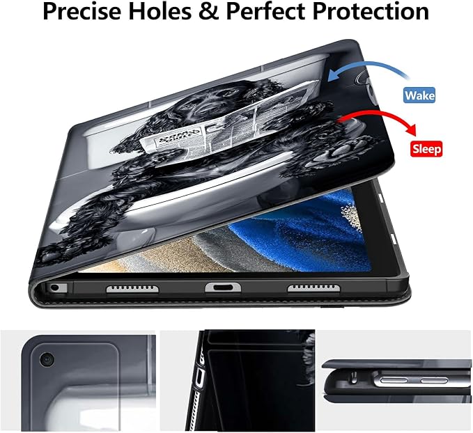 Case for Amazon Fire 7 Tablet 2019/2017 Release 9th/7th Generation PU Leather Smart Protective Cover with Auto Sleep/Wake for Fire 7 2019Dog Wearing Witch Hat Pumpkin