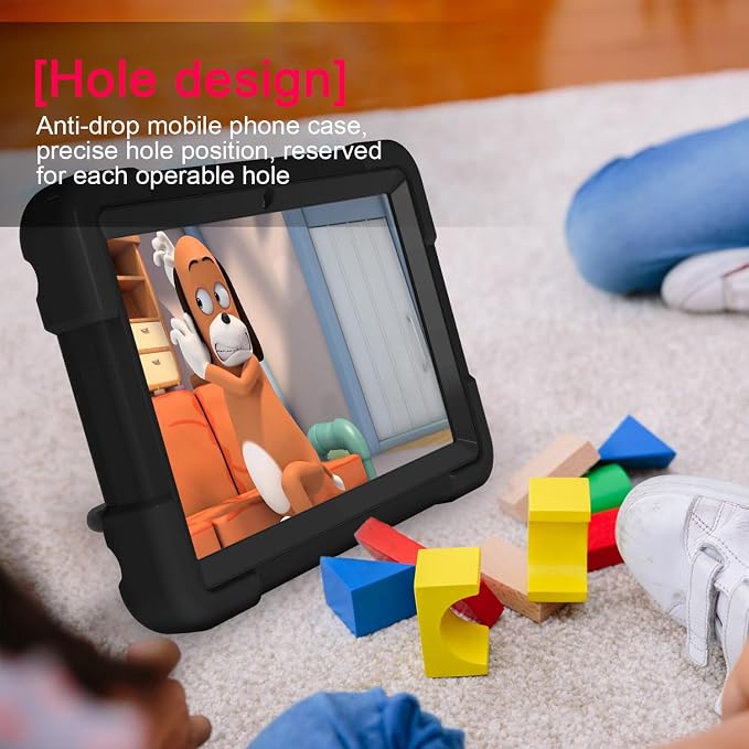 AKABEILA Compatible with Amazon Fire HD 8 2020/2022 Tablet Case，Rugged Kids Case with Stand Lightweight Shockproof Kids Friendly Tablet Cover Black