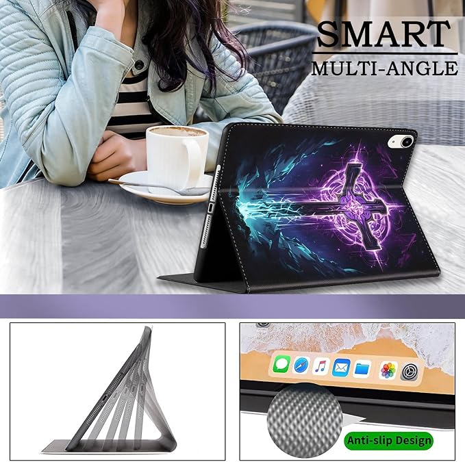 Case for iPad (A16) 11th Generation 11 Inch 2025 / iPad 10th Generation 10.9 Inch 2022 Ultra-Thin Multi-Angle Protective Cover with Auto Sleep/Wake A Dark Horse
