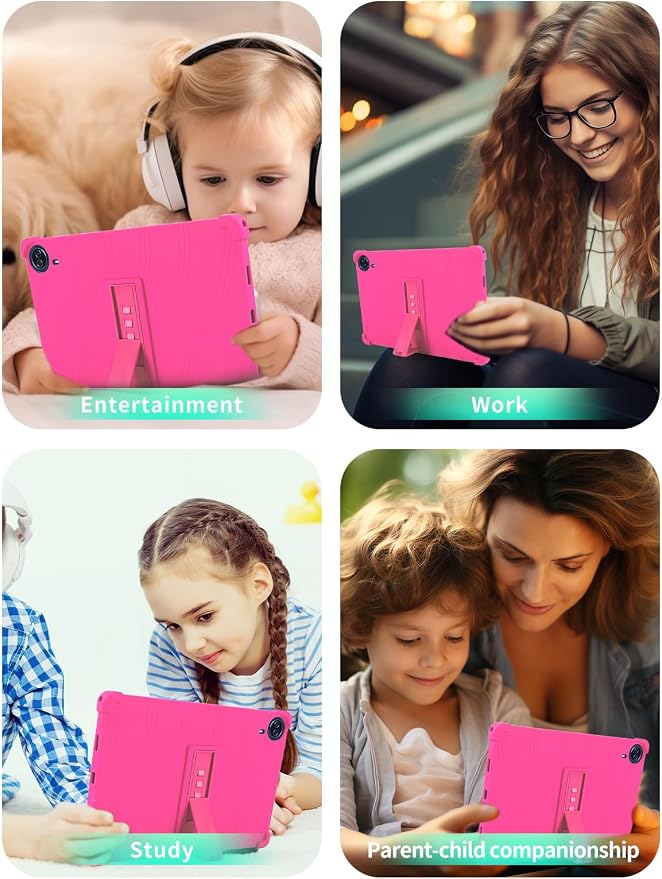 Case for Urao G140L Tablet 14 inch Android 15 TabletWUNIAK Shock Proof Lightweight Stand Rubber Shell Protective CoverKids Friendly Soft Silicone Adjustable Stand CoverBlack