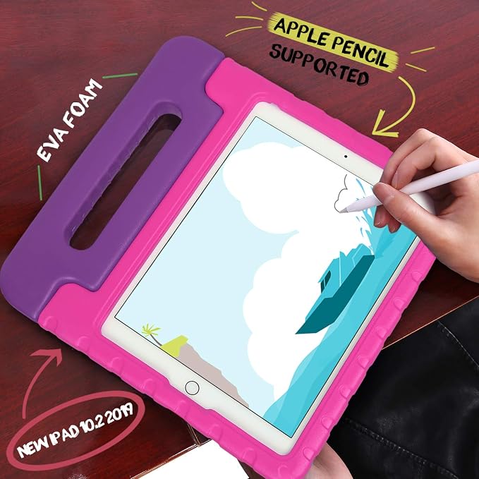 HDE Case for iPad 9th Generation Kids Shockproof Cover 10.2 inch with Handle Stand fits 2021 9th Gen 2020 8th 2019 7th Tablet - Black