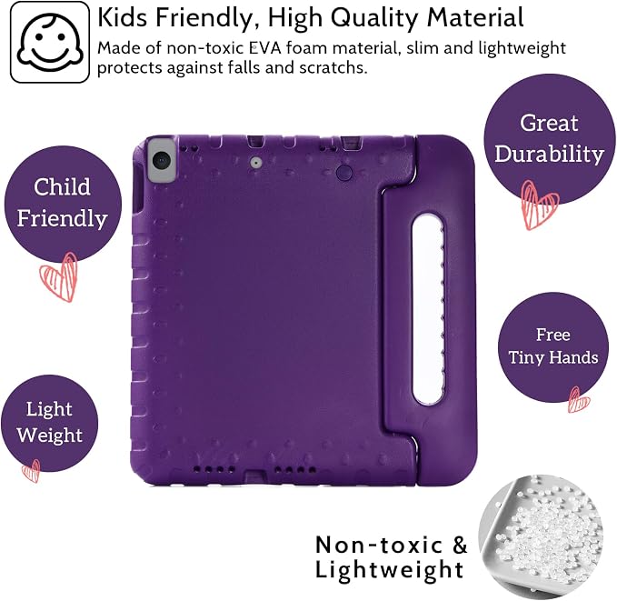 Dteck Kids Case for iPad 10.2 - Shockproof Rugged EVA Handle Stand Child Proof Case for iPad 9/8/7 Generation Black
