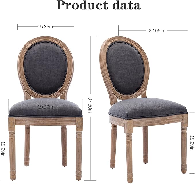 Nrizc French Country Dining Chairs Set of 6, Farmhouse Dining Chairs, Wood Round Back Dining Room Chair for Dining Room/Living Room/Bedroom