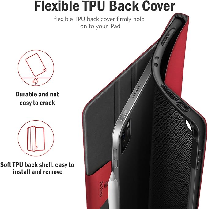 Antbox Case for iPad Pro 11 inch 4th/3rd/2nd/1st Generation Black | Vegan Leather with Pencil Holder Auto Sleep/Wake Function iPad Pro 11 Cover