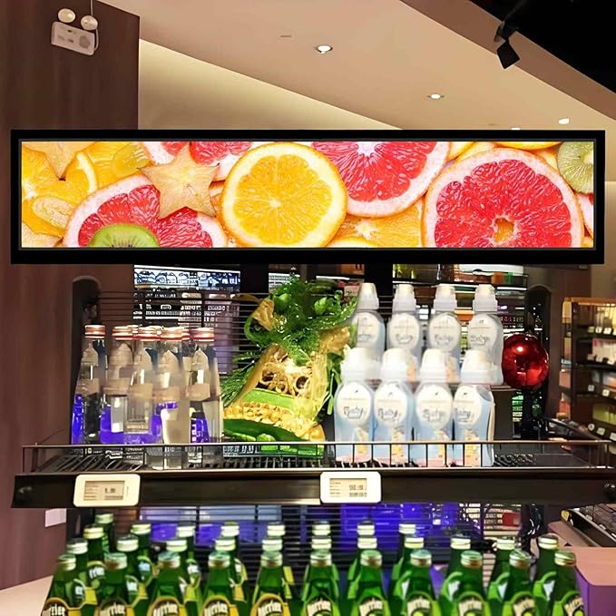 VSDISPLAY 24 Inch Ultra Digital Signage 1920x360 Resolution IPS Display,Auto-Copy Autoplay from USB, Screen Rotation & Split Screen for Supermarket,Retail Store,Restaurant,Mall