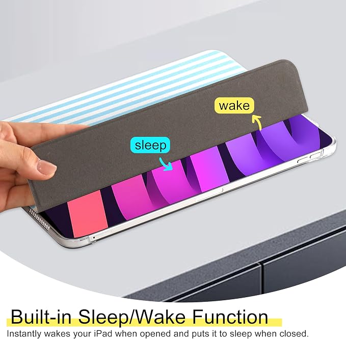for iPad Air 11-inch M4 2026 M3 2025 M2 2024 iPad Air 5th 2022 / 4th Gen 2020 10.9-inch Slim Foldable Stand Hard PC Translucent Back Shell Smart Cover - [Auto Wake/Sleep]-Black Polka dots