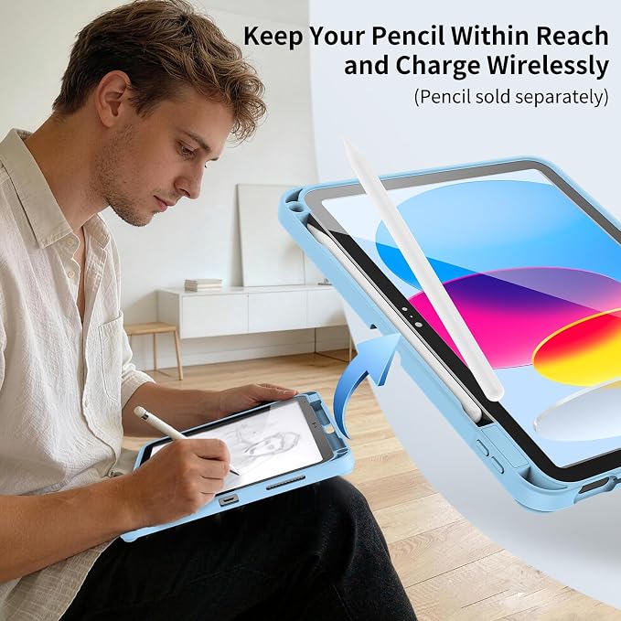 Case for iPad Air 11-inch (M4 2026/ M3 2025/ M2 2024) &amp 10.9-inch (5th/ 4th Gen) 2022/2020Dual Metal Foldable Stand Any Angle Support with Pencil Holder (Black)