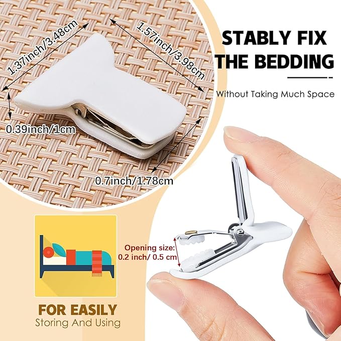 Patelai 36 Pieces Padded Comforter Clips White Duvet Clips Padded Blanket Fasteners to Secure Bedding for Preventing Comforters From Shifting Inside Duvet Cover, Sweet Sleeping