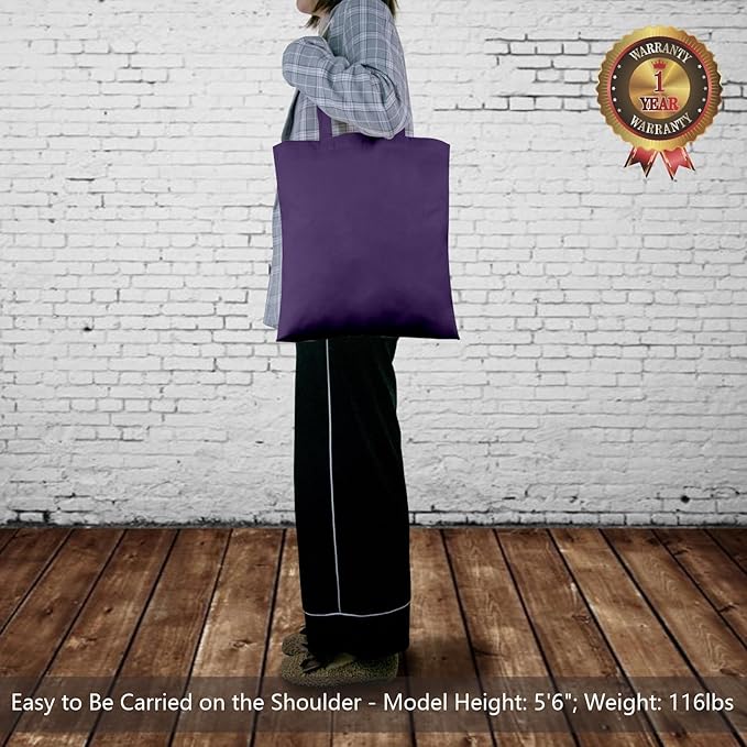 TOPDesign 24-Pack Economical 16"x15" Deep Purple Cotton Tote Bags, Lightweight Medium Reusable Grocery Shopping Cloth Bags, Suitable for DIY, Advertising, Promotion, Gift, Activity