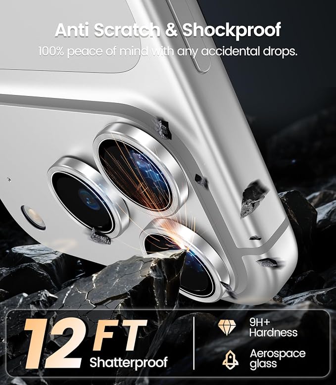 iGluz 2 Pack Anti-Reflection Camera Lens Protector for iPhone 17/16/16 Plus [98% Transmittance][1-Step Installation][Strong Adsorption] 9H Shatterproof Tempered Glass-Black