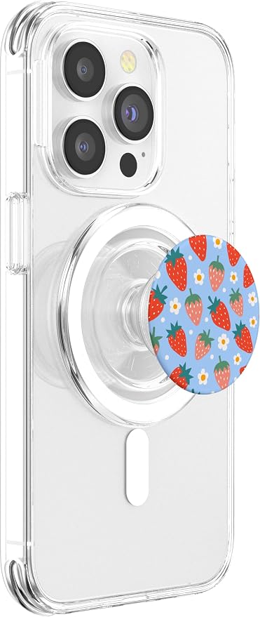 PopSockets Phone Grip – Floral Blue Strawberry Patch PopSockets Adhesive PopGrip