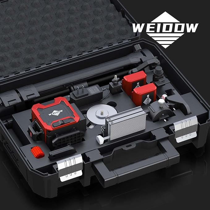 Weiddw 16 Lines Self-Leveling Laser Level with Tripod, 4x360°4D Green Cross Line Vertical & Horizontal Laser for Construction,Home Renovation,Remote Controller&Durable Case（＜1mw）