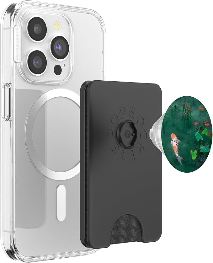 Emerald Green Majestic Zen Water Garden Japanese Koi Fish PopSockets Adhesive PopGrip