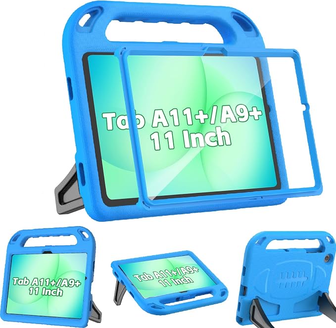 BMOUO Kids Case for Samsung Galaxy Tab A11+ Plus 11” 2026/A9+ Plus 2023 11 inch Tablet with Screen Protector Shockproof Lightweight Stand Handle Galaxy Tab A11 Plus/A9 Plus Case for Kids Black