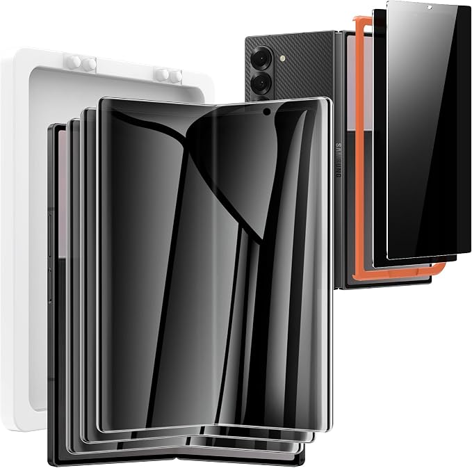 for Samsung Galaxy Z Flip 7 Privacy Screen Protector 3 Pack Internal Anti-Spy TPU Film + 2 Pack Outer Privacy Glass Screen Protector Anti-Scratch Touch Sensitive No Bubbles Case Friendly