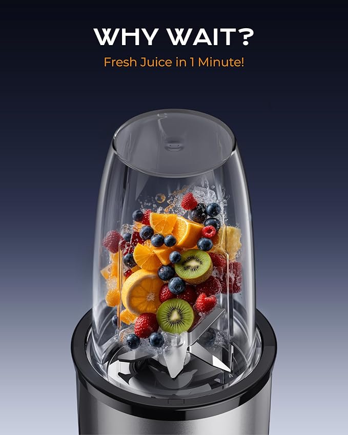 Sangcon 1000W Personal Smoothie Blender, Protein Shakes, Home & Gym, Silver