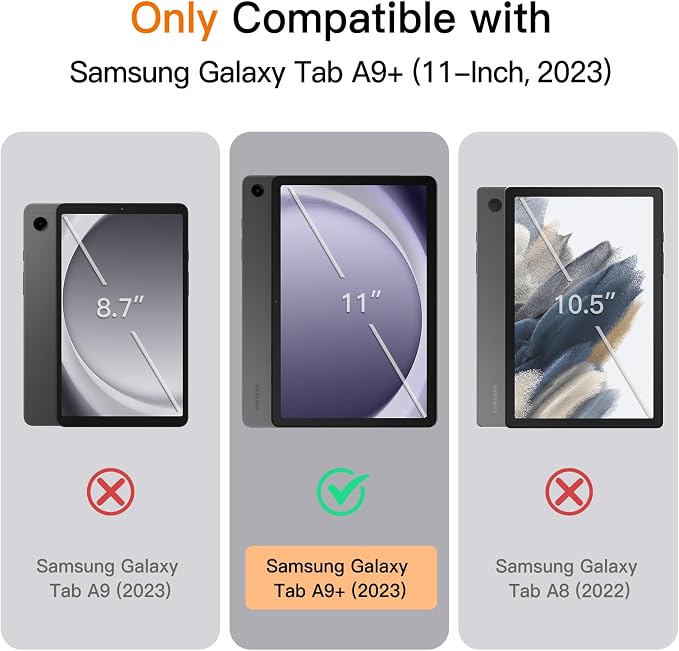 JETech Folio Case Cover for Samsung Galaxy Tab A9 Plus 11 Black | Multi-Angle Stand Cover Slim Protective Cover Auto Wake/Sleep