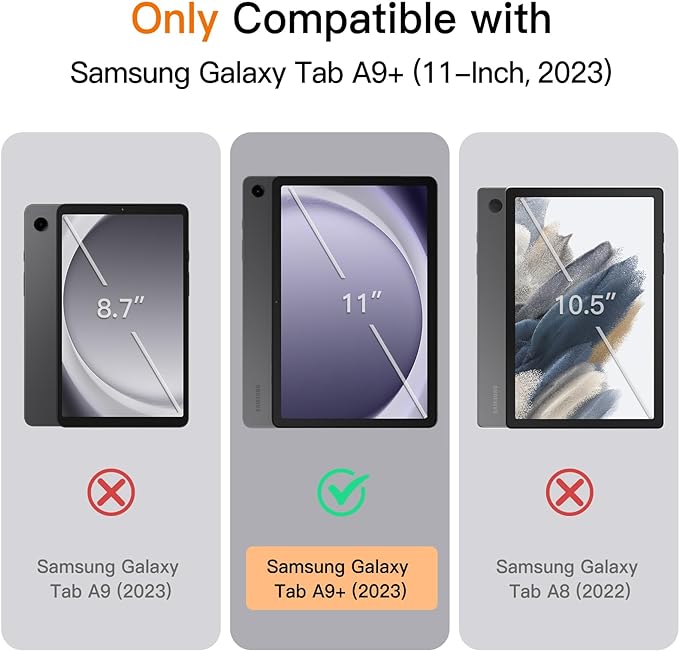 JETech Folio Case Cover for Samsung Galaxy Tab A9 Plus 11 Black | Multi-Angle Stand Cover Slim Protective Cover Auto Wake/Sleep