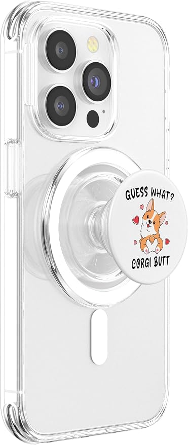 Funny Corgi Dog Lover Guess What Corgi Butt Pun Cute Puppy PopSockets Adhesive PopGrip