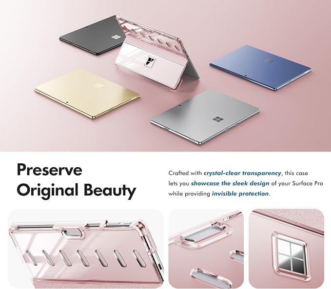 INFILAND Clear Case for Microsoft Surface Pro 11 Edition / 10/9-13 Inch - Crystal Clear Hard PC Shell Anti-Scratch Protective Cover Compatible with Type Cover Keyboard (Crystal Black)