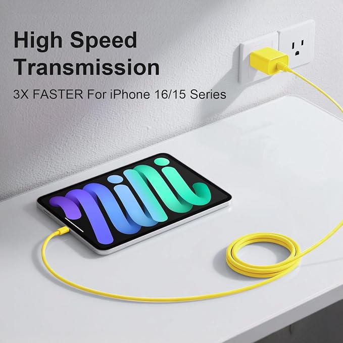iPhone 17 16 Charger Fast Charging Extra Long 10FT USB C Charger(Black) | for iPhonesiPadsTabletsAndroid devices[ETL SAFETY CERTIFIED] 20W Type C Charger Block with Fast Charging USB C Cables