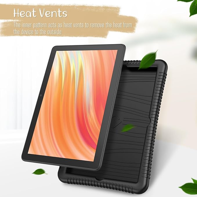 Fintie Silicone Case for 10.1 Kindle Fire HD 10 13th Gen 2023 Black | Honey Comb Pattern Lightweight Shock Proof Back Cover Anti-Slip Grip Reinforced Corners Protection Impact Resistant