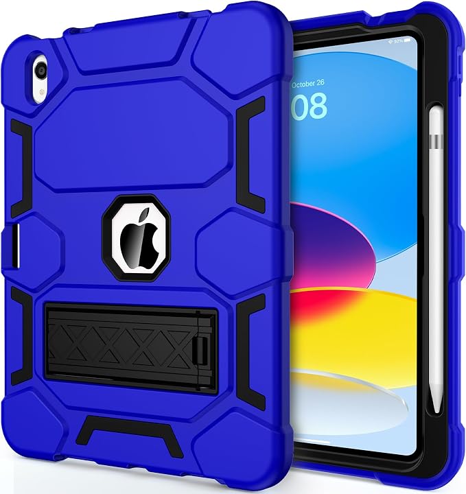 Case for iPad 11 11th Gen (A16) 2025 &amp 10th Gen 2022 10.9 Purple+Green | Kickstand | With Pencil Holder | Drop-Proof Silicone+Hard Shell | Raised Edge Protects Screen&ampCamera | Heavy Duty Pr