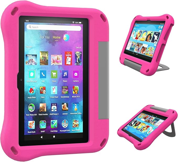 Tablet 8 inch Case for Kids Not for iPad/Samsung/Onn/Andriod Tablet 8 (2024/2022 Release)- Auorld All-New Kids-Friendly Lightweight Shockproof Tablet 8 Plus Cover Case with Handle Stand Pink