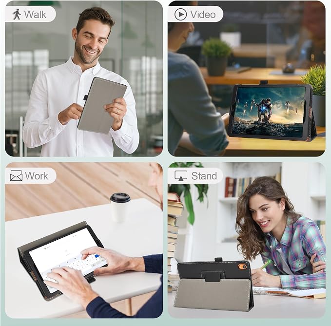 Case for Onn. 7 Inch Tablet Gen 4 Model:100135924 2024 Release - Folio PU Leather Stand Cover with Pencil Holder Black