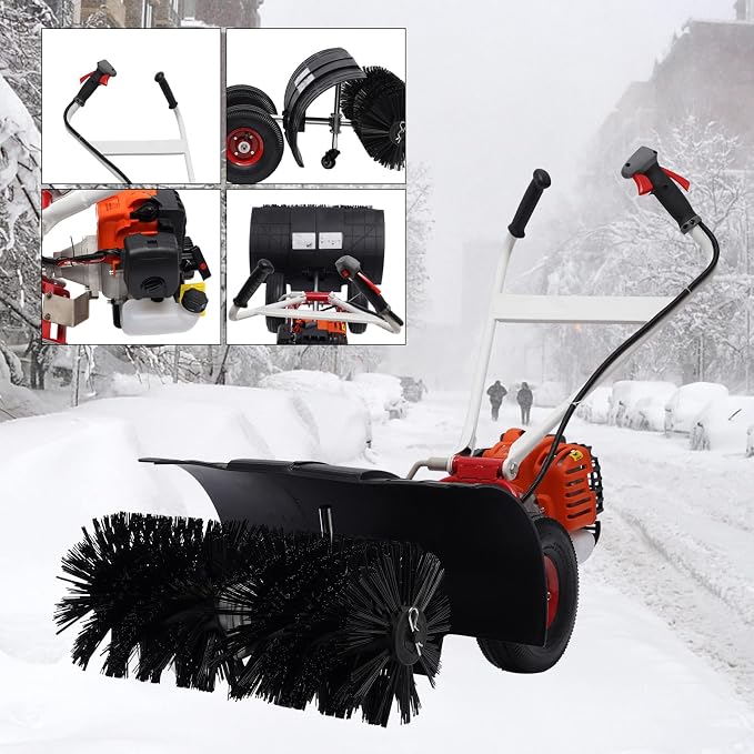 TFCFL 52CC 2 Stroke Gas Power Broom, 2.3HP Walk Behind Sweeper Outdoor Handheld