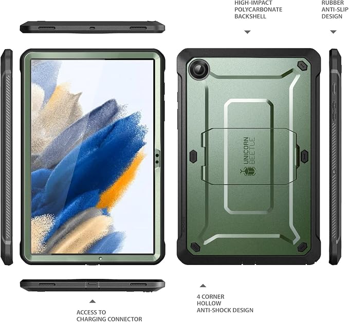 SUPCASE for Galaxy Tab A8 Case with Stand (Unicorn Beetle Pro) [Built-in Screen Protector] Full-Body Rugged Shockproof Heavy Duty Protective Tablet Case for Samsung Galaxy Tab A8 10.5 Inch Black
