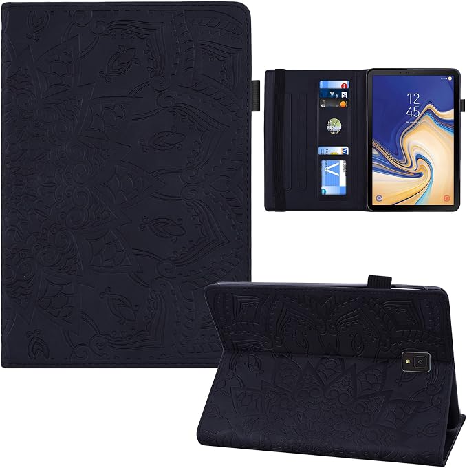 Galaxy Tab S4 10.5 2018 Case RASUNE PU Leather Card Slot Multi-Angle Stand Cover with Auto Sleep/Wake Protective Folio Case for Samsung Galaxy Tab S4 10.5 2018 Model SM-T830/T835/T837 -Black